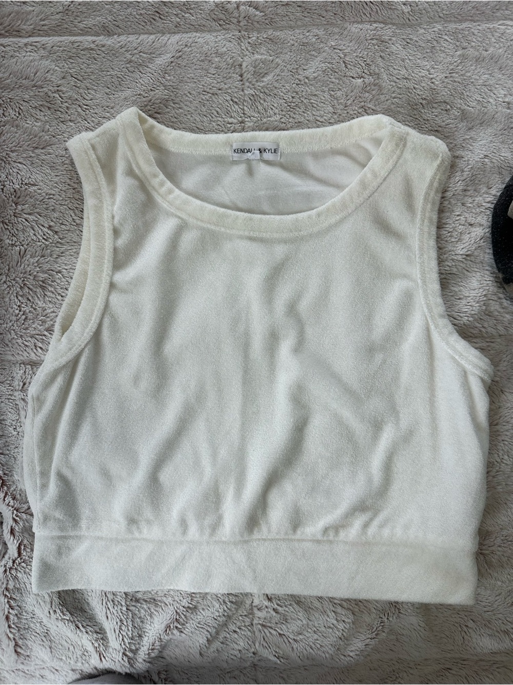 Kendall & Kylie Cream Terry Crop Tank